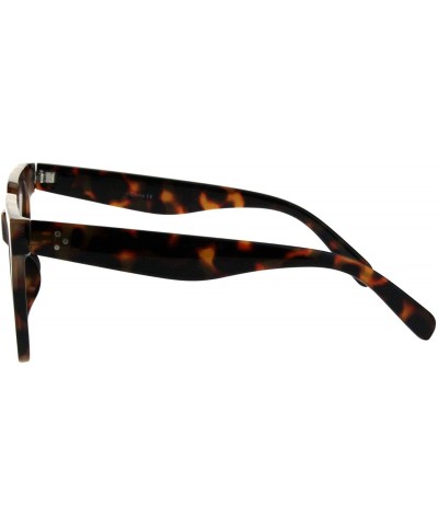 Rectangular Womens Large Boyfriend Style Horn Rim Squared Sunglasses - Dark Tortoise Brown - CF18QHZSA8L $7.44