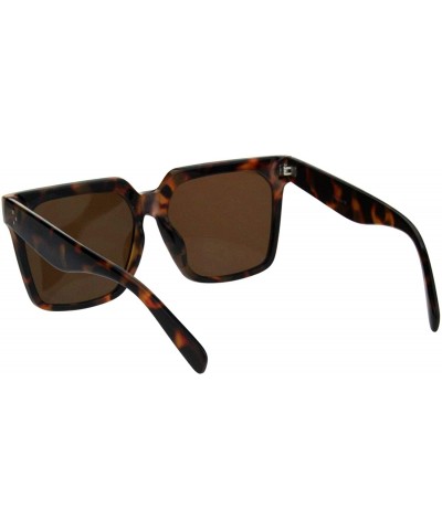 Rectangular Womens Large Boyfriend Style Horn Rim Squared Sunglasses - Dark Tortoise Brown - CF18QHZSA8L $7.44