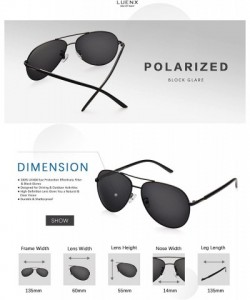 Square Men Aviator Sunglasses Polarized Women UV 400 Protection 60MM Fashion Style - Driving - All Black/Non-mirror - CZ18U8U...