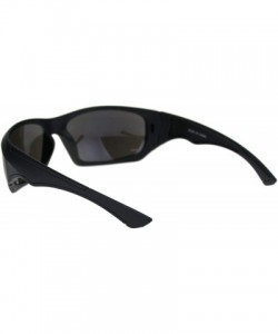 Sport Mens Aerodynamic Robotic Futurism Black Plastic Sport Sunglasses - Matte Black Blue Mirror - CI18QQ2SE33 $11.63