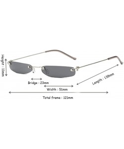 Rectangular Vintage Small Sunglasses Rectangular Metal Rimless for Men and women - Black Ash - CV18G846T4C $8.48