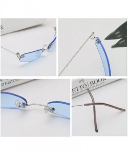 Rectangular Vintage Small Sunglasses Rectangular Metal Rimless for Men and women - Black Ash - CV18G846T4C $8.48