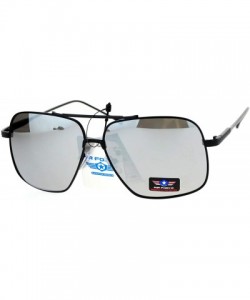 Aviator Air Force Sunglasses Unisex Retro Fashion Metal Square Aviators UV 400 - Black (Silver Mirror) - CS186US8ZRA $13.23