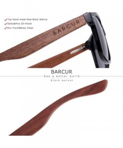 Square Walnut Wood Polarized Sunglasses for Men Women with Bamboo Tube or Black Box - CK194UAXD52 $21.79