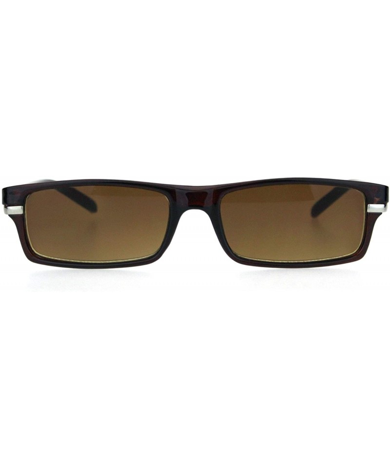 Rectangular Mens Narrow Rectangular Plastic Powered Reader Lens Reading Sunglasses - Brown - CJ18HLKD7O4 $11.26