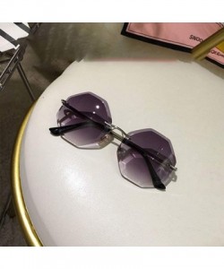 Rimless new round sunglasses women oversized eyewear gradient brown pink rimless sun glasses - C05 - C018W8A9DEQ $30.58