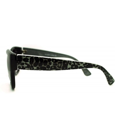 Square Womens Sunglasses Chic Square Cateye Animal Print Frame - Black - CK11FDG6S77 $10.32