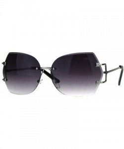 Square Womens Rimless Fashion Sunglasses Stylish Beveled Gradient Lens - Silver (Purple Smoke) - CD1896U6K4M $9.61