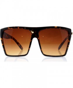 Square Unisex Ultimate Hip Hop Oversize Flat Top Square Sunglasses A043 - Tortoise Gold Detail/ Brown Smoke - CY1879T5A9E $8.44