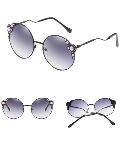 Oversized Sunglasses Protection Oversized Rhinestone - Gray - CY199L5EURI $7.84