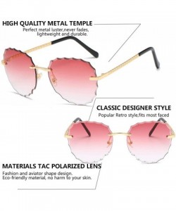 Round Modern Women Rimless Oversized Sunglasses Colorful Lens UV400 YJ134 - Gold Frame Gradient Pink Lens - CB1963ZG0IM $15.36