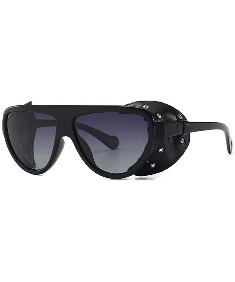Classic Vintage Punk Style Polarized Sunglasses Leather Side Shield ...