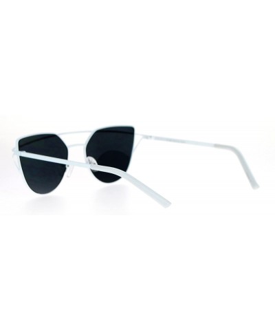 Cat Eye Unique Metal Brow Wire Womens Cat Eye Sunglasses - White Black - C412G8WBLV7 $15.66