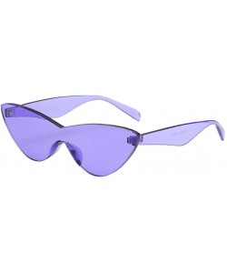 Rimless Women Retro One Piece Cat Eye Sunglasses Rimless Eyewear UV Protection - Purple - C31982CXY7Q $12.40