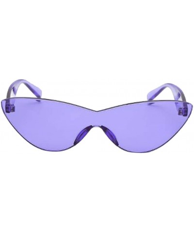 Rimless Women Retro One Piece Cat Eye Sunglasses Rimless Eyewear UV Protection - Purple - C31982CXY7Q $12.40