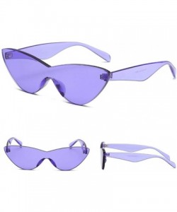 Rimless Women Retro One Piece Cat Eye Sunglasses Rimless Eyewear UV Protection - Purple - C31982CXY7Q $12.40