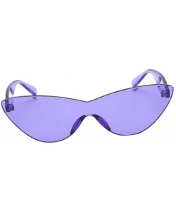 Rimless Women Retro One Piece Cat Eye Sunglasses Rimless Eyewear UV Protection - Purple - C31982CXY7Q $12.40