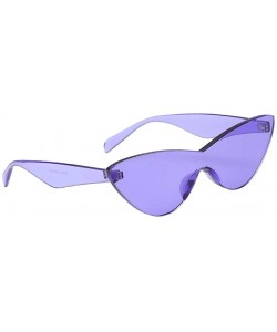 Rimless Women Retro One Piece Cat Eye Sunglasses Rimless Eyewear UV Protection - Purple - C31982CXY7Q $12.40