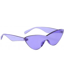 Rimless Women Retro One Piece Cat Eye Sunglasses Rimless Eyewear UV Protection - Purple - C31982CXY7Q $12.40