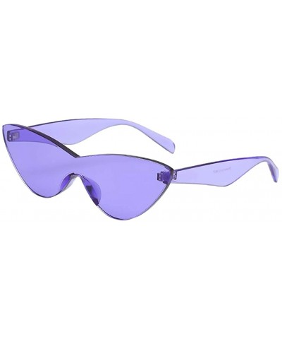 Rimless Women Retro One Piece Cat Eye Sunglasses Rimless Eyewear UV Protection - Purple - C31982CXY7Q $12.40