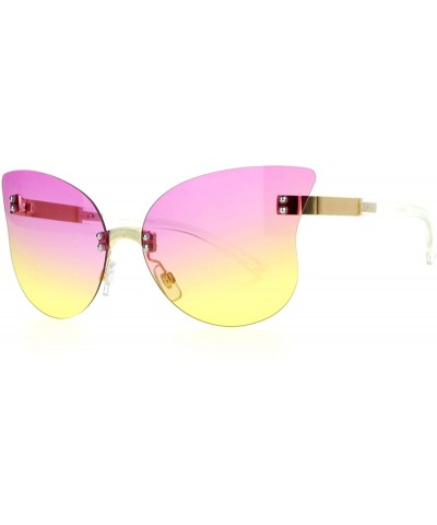 Butterfly Womens Oceanic Color Gradient Butterfly Rimless Fashoin Sunglasses - Pink Yellow - CY12G7GVXML $10.89