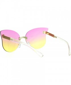 Butterfly Womens Oceanic Color Gradient Butterfly Rimless Fashoin Sunglasses - Pink Yellow - CY12G7GVXML $10.89