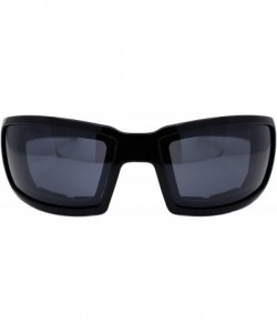 Rectangular Foam Padded Goggle Sunglasses Shield Rectangle Wrap Around UV400 - Shiny Black (Black) - C71962NRUW6 $13.49