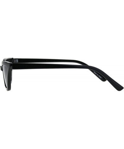 Cat Eye Womens Squared Thin Plastic Minimalist Cat Eye Sunglasses - All Black - C018IINRHWI $12.10