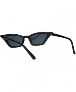 Cat Eye Womens Squared Thin Plastic Minimalist Cat Eye Sunglasses - All Black - C018IINRHWI $12.10