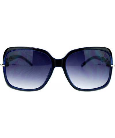 Butterfly Womens Oversized 2 Tone Expose Lens Jewel Chain Arm Butterfly Sunglasses - Black Blue - C411NSKXPCL $10.01