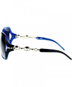 Butterfly Womens Oversized 2 Tone Expose Lens Jewel Chain Arm Butterfly Sunglasses - Black Blue - C411NSKXPCL $10.01