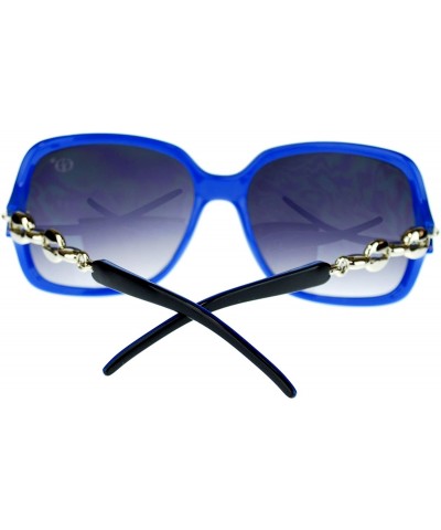 Butterfly Womens Oversized 2 Tone Expose Lens Jewel Chain Arm Butterfly Sunglasses - Black Blue - C411NSKXPCL $10.01