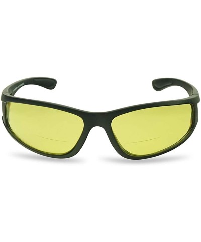 Shield Driving Bifocal Polycarbonate Reading Sunglasses - Matte Black - Yellow - CI18WWTWCQK $19.95