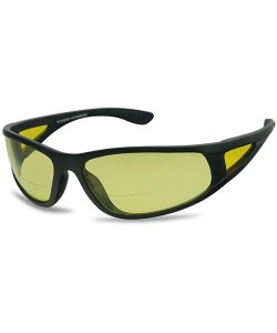 Shield Driving Bifocal Polycarbonate Reading Sunglasses - Matte Black - Yellow - CI18WWTWCQK $19.95