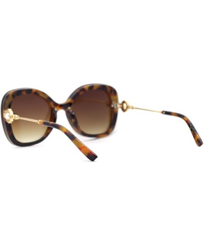 Oversized Womens Pearl Brooch Jewel Hinge Designer Fashion Sunglasses - Tortoise Brown - CL18U0KUYUE $15.27