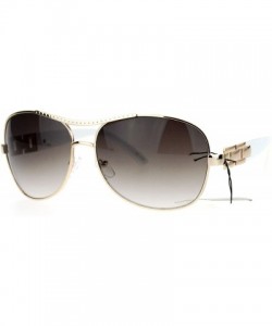 Aviator Unique Shape Aviator Sunglasses Womens Luxury Chain Design Aviators UV 400 - Gold White - CY188I6Q4K8 $10.80