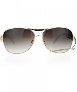 Aviator Unique Shape Aviator Sunglasses Womens Luxury Chain Design Aviators UV 400 - Gold White - CY188I6Q4K8 $10.80