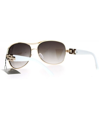 Aviator Unique Shape Aviator Sunglasses Womens Luxury Chain Design Aviators UV 400 - Gold White - CY188I6Q4K8 $10.80