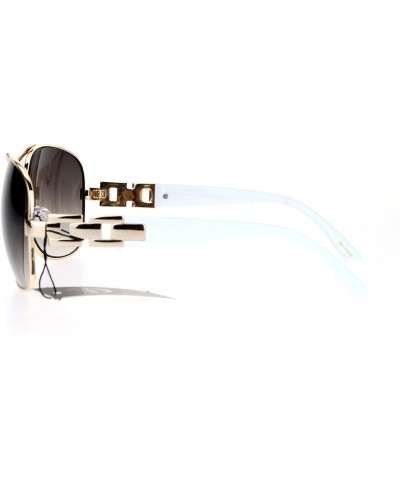 Aviator Unique Shape Aviator Sunglasses Womens Luxury Chain Design Aviators UV 400 - Gold White - CY188I6Q4K8 $10.80