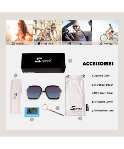 Square Polarized Sunglasses for Women Sun Glasses Fashion Oversized Shades S85 - C918U4723EW $10.96