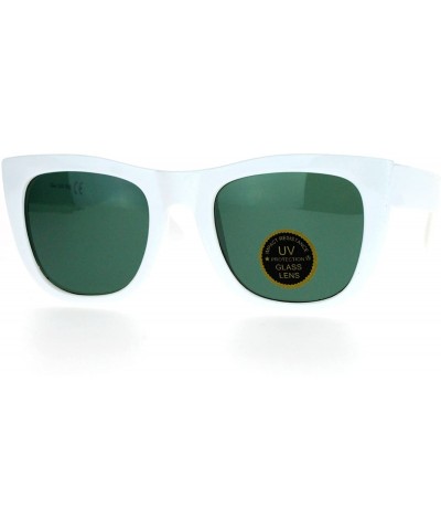 Rectangular Vintage Style Glass Lens Rectangular High Point Plastic Sunglasses - White Green - CS129SXCPFT $10.03