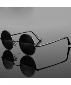 Round Retro Classic Vintage Round Polarized Sunglasses Men Er Sun Women Metal Frame Black Lens Eyewear Driving - C2 Gun - C31...