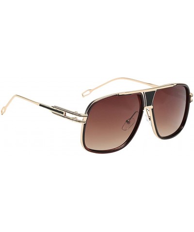 Square Eyewear Womens Men Square Vintage Retro Sunglasses - Gold Frame Brown Lens - CS19358UKZR $14.56