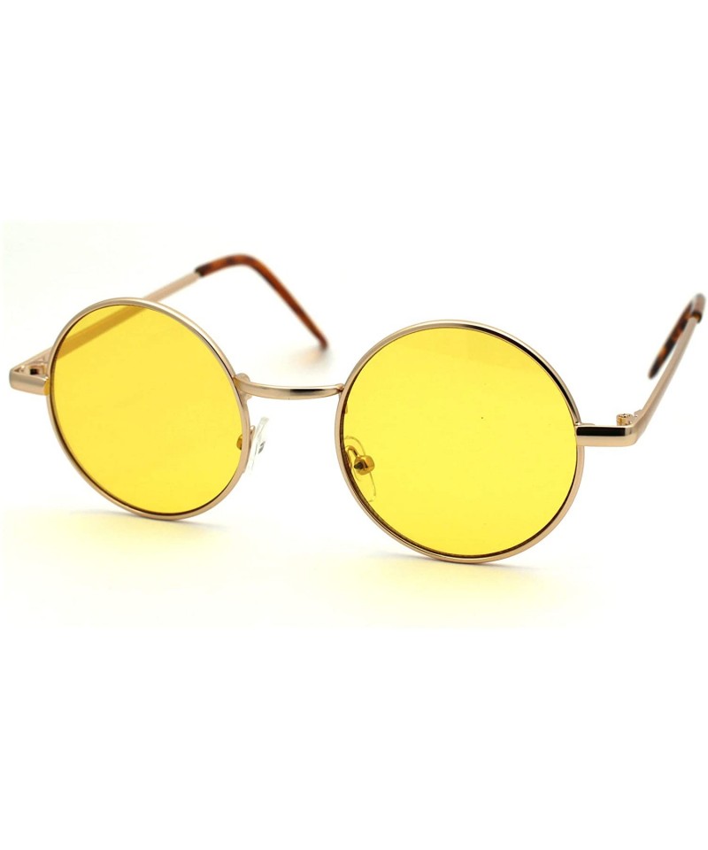 Round 70s Hippie Color Lens Round Circle Lens Metal Rim Sunglasses - Gold Yellow - C418W8Y06IS $11.49