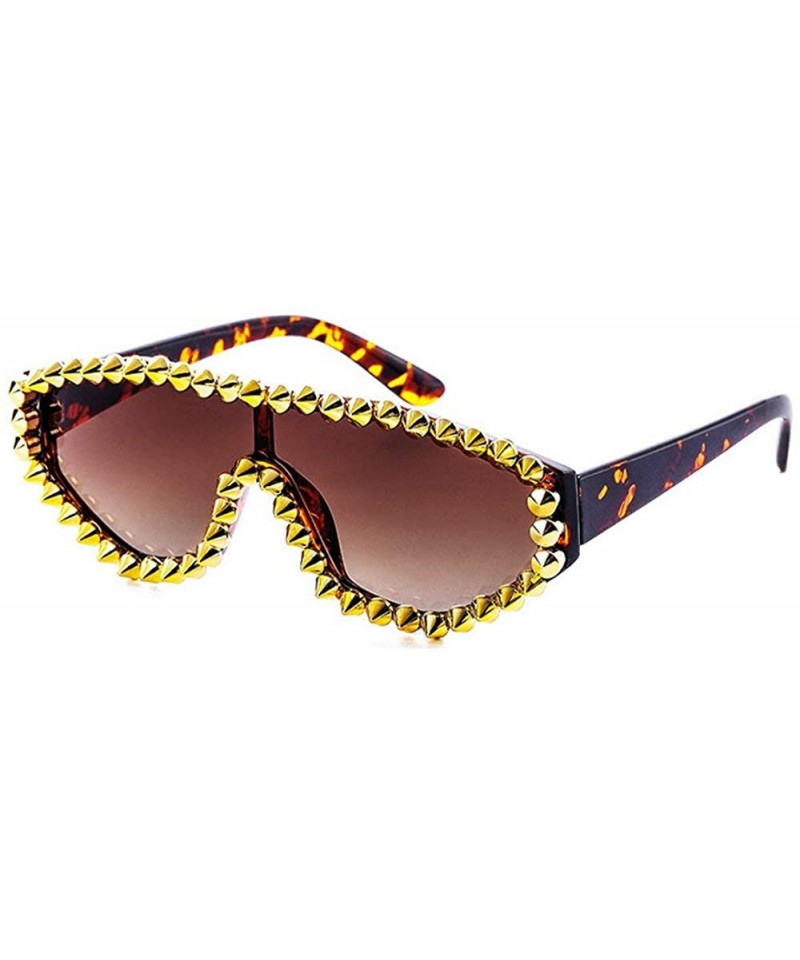 Goggle Men Sunglasses New Fashion Punk Rivet Goggle Vintage Sun Glasses for Women Novelty Club Sunglasses - Leopard - CU194L4...