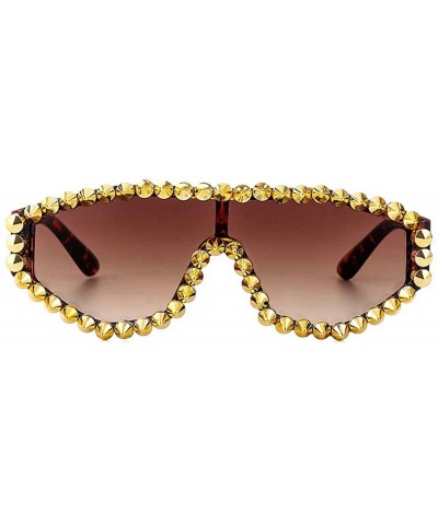 Goggle Men Sunglasses New Fashion Punk Rivet Goggle Vintage Sun Glasses for Women Novelty Club Sunglasses - Leopard - CU194L4...