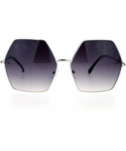 Oversized Womens Super Oversized Fashion Sunglasses Hexagon Shape Metal Frame - Silver (Smoke) - CB188TW5CS8 $8.75