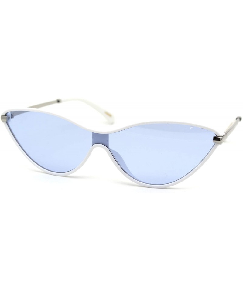 Cat Eye Womens Mod Shield Cat Eye Plastic Sunglasses - White Blue - CY18X4RNLSQ $10.74