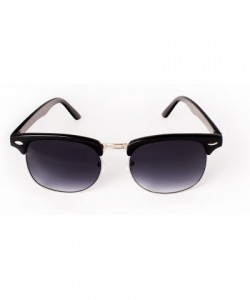 Square Sunglasses in Black - Half Frame With Metal Details - Retro Classic Men's Women's - CK12H4USUYX $20.18