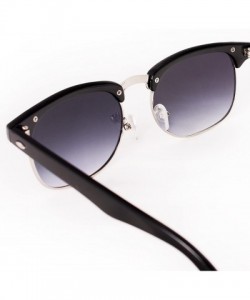 Square Sunglasses in Black - Half Frame With Metal Details - Retro Classic Men's Women's - CK12H4USUYX $20.18